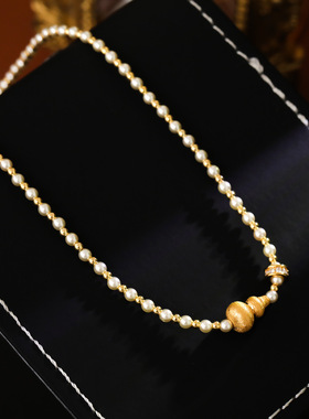 新中式古法拉丝葫芦项链国风时尚汉服旗袍锁骨链毛衣链百搭复古潮