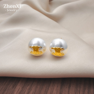 法式优雅简约凯旋门珍珠耳钉气质个性通勤百搭耳环轻奢高级感耳饰