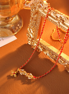 小红书同款红绳金刚杵项链小众个性独特锁骨链高级感精致气质颈链