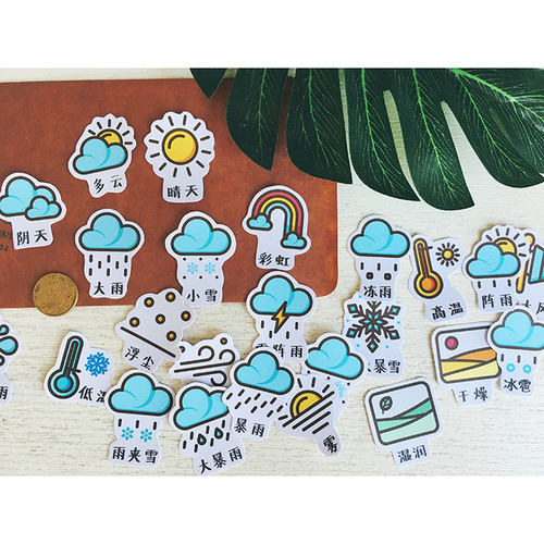 手绘天气预报贴纸可爱晴雨表符号