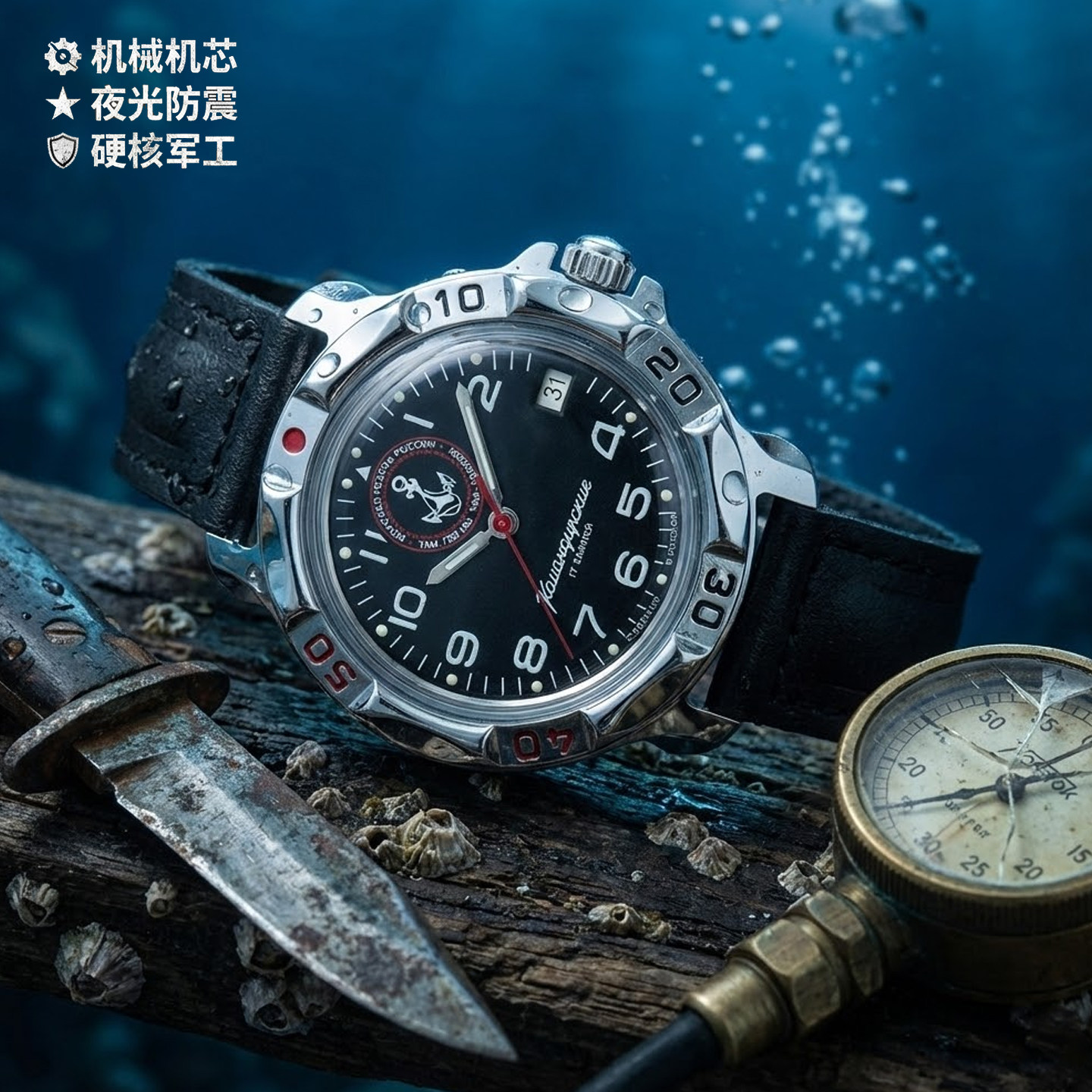 俄军海军陆战队纯机械反震男表
