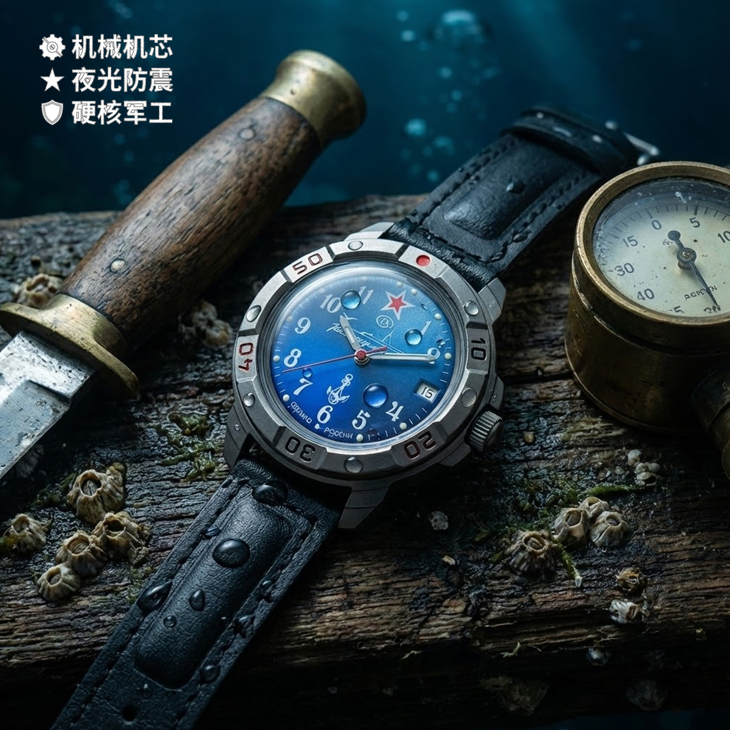 原装进口俄罗斯海军潜艇兵机械表
