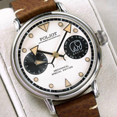 欧美商务休闲机械男表玻璃透底防水限量蓝宝石玻璃POLJOT国际北极