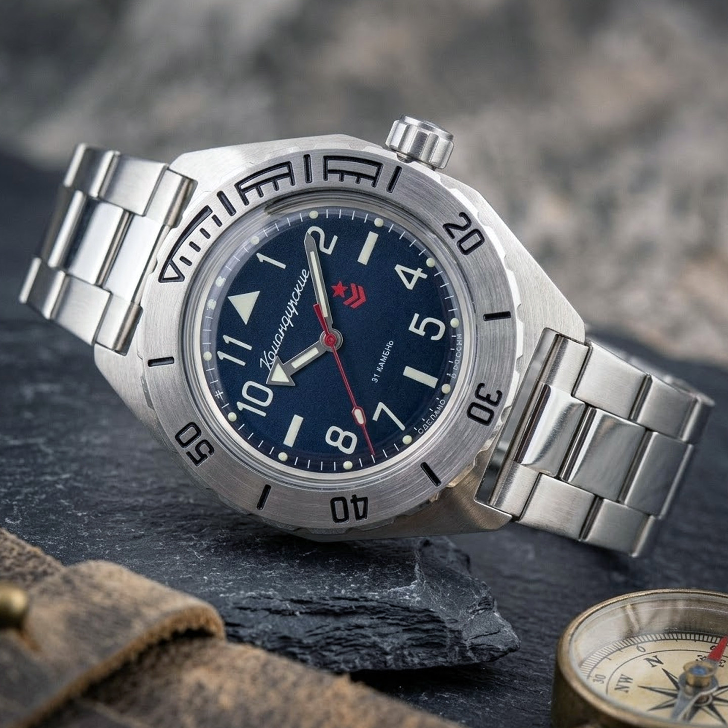 军表自动机械男表俄罗斯VOSTOK新指挥官防水防震游泳夜光欧美黑色