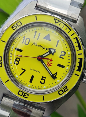 俄罗斯黄色男军表自动机械表夜光防水游泳休闲运动新指挥官欧美