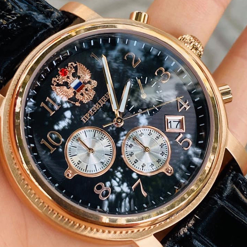 俄罗斯双头鹰镀金石英机芯男表欧美商务休闲双表带防水精致礼物