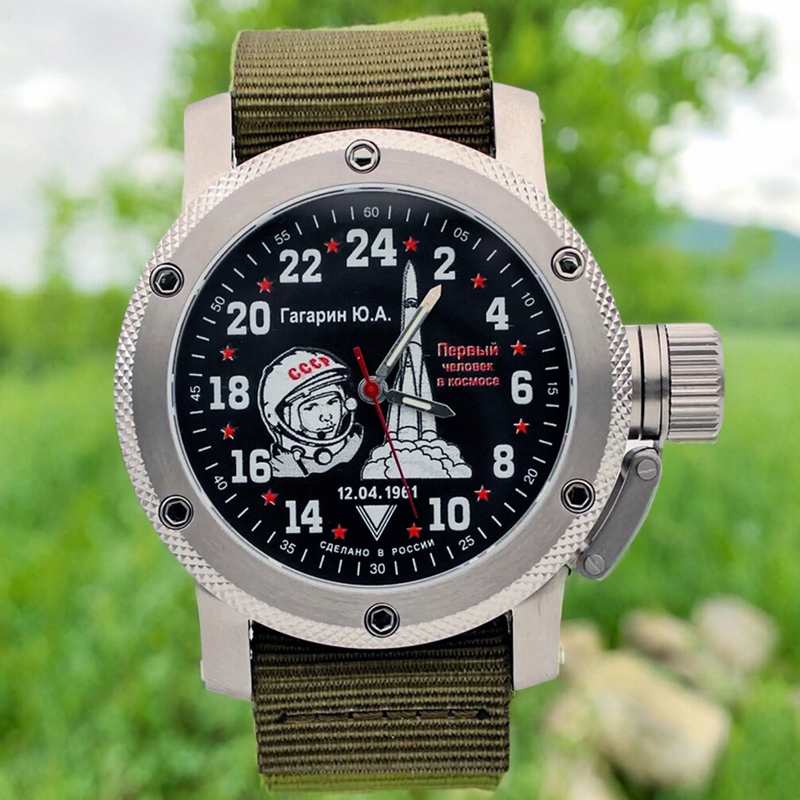 宇航员加加林大表盘男表夜光24小时机芯自动机械硬汉精钢防水游泳