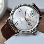 德国双日历男表自动机械蓝宝石玻璃透底防水休闲POLJOT俄罗斯沙皇