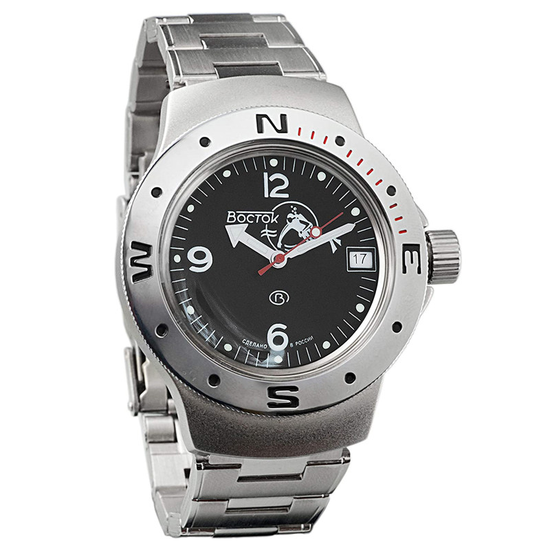 俄罗斯军表vostok潜水海军蛙人水鬼自动机械男表200米防水钢带黑