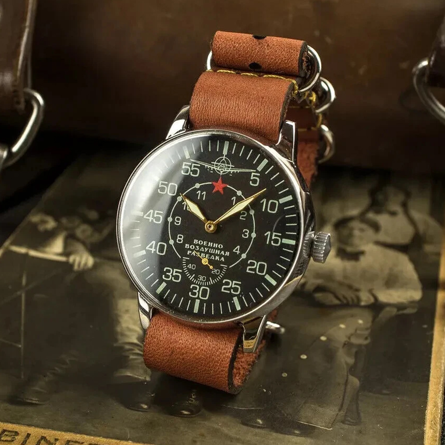 苏联手表POBEDA祖国飞行员空中侦查表手动机械男表大表盘中古表