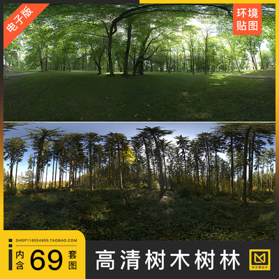 树木树林绿落叶自然景观4K高清HDRI环境3Dmax SU blender贴图素材