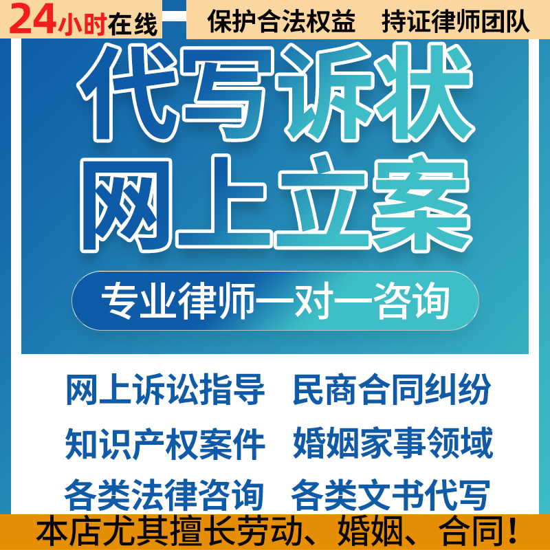 婚姻纠纷劳动纠纷经济纠纷网上立案代写诉状各类法律咨询