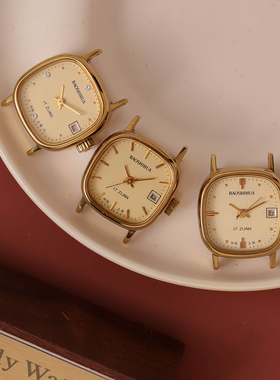 宝石花国货上海小巧手动机械表金色日历复古怀旧文艺轻奢学生女表