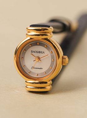 国货精品宝石花小巧手动机械表黑色方形复古怀旧文艺轻奢学生女表