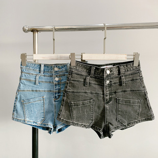 弹力阔腿裤 修身 2020春夏装 新款 高腰牛仔短裤 ins潮休闲热裤 女韩版