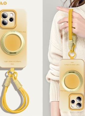 奶黄色沃艾尼适用于opporeno15pro手机壳超薄硅胶14pro带挂绳可背13新款全包镜头12p潮牌情侣15p简约日系渐变