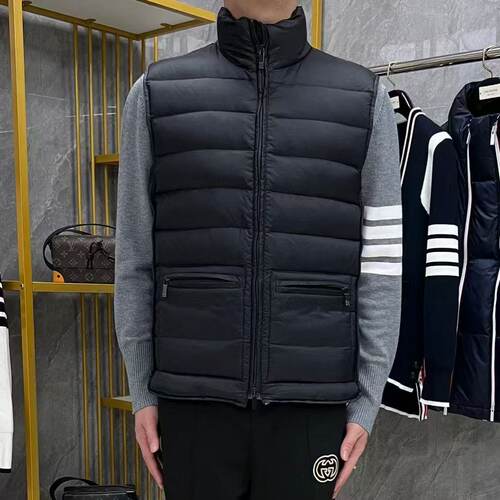 冬季潮牌TB四杠条纹防风保暖马甲羽绒服外套男女背心外套休闲百搭