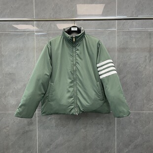 高定TB冬季新款四条杠立领拉链开衫两面穿羽绒服外套男女情侣同款