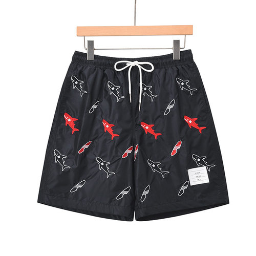 TB BROWIN2025新款夏季沙滩裤男款刺绣鲨鱼图案休闲防水短裤