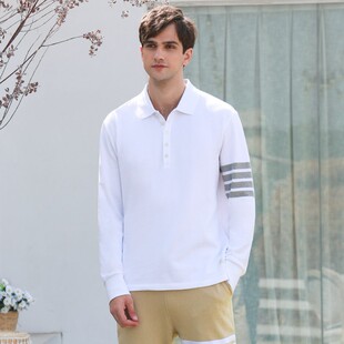 TB汤姆长袖男POLO衫商务休闲翻领T恤纯棉珠地时尚保罗衫