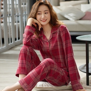 全棉中年开衫 长袖 可外穿家居服 春秋冬100%棉睡衣女士大码 2026薄款