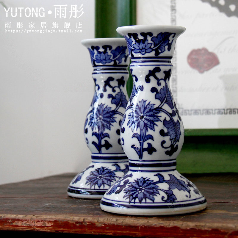 景德镇青花瓷烛台 家居饰品桌面饰品 青花瓷摆件茶道禅意摆件|msdalam kategori Aksesori rumah, lilin/candlestick, candlestick - dari Buy2taobao.com untuk memberikan perkhidmatan ejen Taobao profesional membeli
