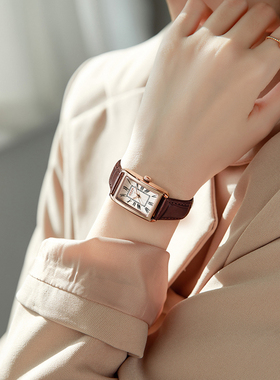 聚利时手表女小众轻奢名牌小方表复古气质女表女士防水石英表学生