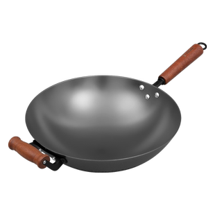 典匠铸铁锅炒锅家用无涂层铁锅圆底炒菜锅爆炒生铁锅轻燃气灶34cm