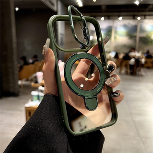 双支架适用苹果17promax手机壳新款磁吸iPhone16pro保护套高级感透明AIR硅胶全包超薄14Plus软壳网红个性男女