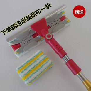 新品 加长伸缩杆擦玻璃神器家用不锈钢杆双面擦玻璃刮水器保洁工具