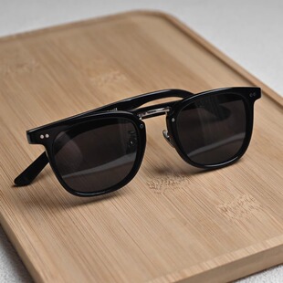 余文乐太阳镜复古潮人个性偏光太阳镜复古眼镜中金墨镜男女1030