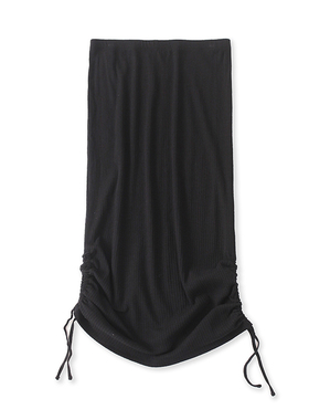 松紧抹胸裙夏季新款外贸女装性感包臀显瘦抽褶系带螺纹短裙15315