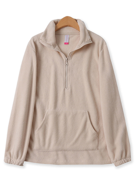 摇粒绒卫衣秋新款外贸女装百搭保暖休闲半拉链修身长袖外套13253