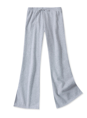 薄绒喇叭卫裤秋冬新款外贸女装百搭松紧腰脚口开叉修身长裤17245