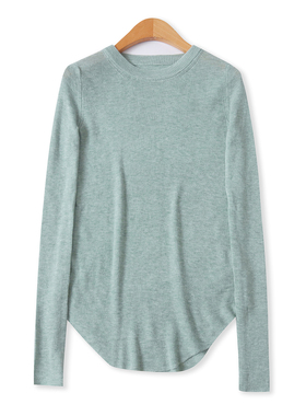 不规则针织衫秋季新款外贸女装百搭圆领修身高弹力长袖上衣19065