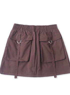 速干工装半身裙夏季新款外贸女装百搭松紧腰有里衬修身短裙19380