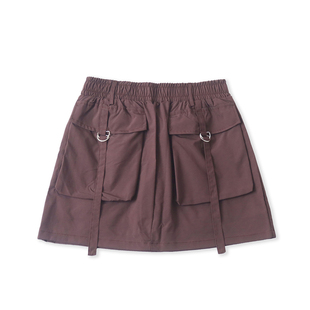 速干工装半身裙夏季新款外贸女装百搭松紧腰有里衬修身短裙19380