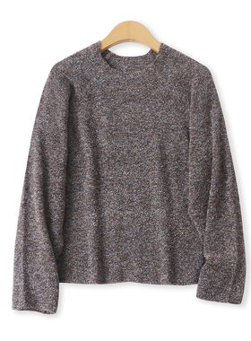 毛圈针织衫秋季新款外贸女装百搭复古圆领修身弹力长袖毛衣18719