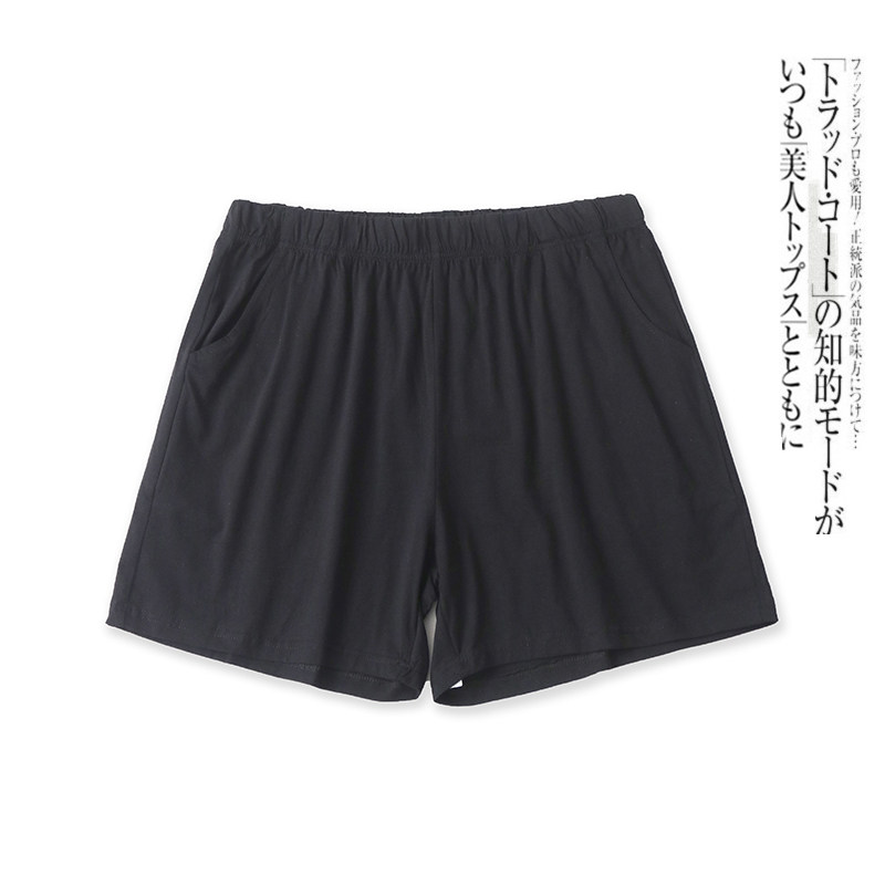 棉短裤夏季新款外贸女装百搭松紧高腰修身口袋糖果色休闲裤16538