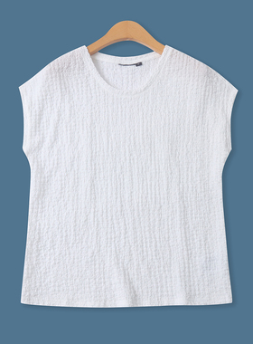 泡泡褶皱T恤夏季新款外贸女装百搭减龄修身套头落肩短袖上衣19618