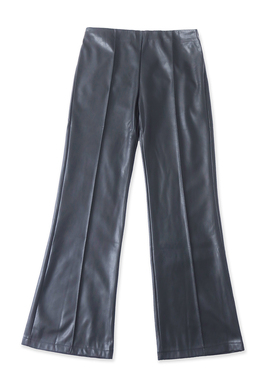 PU立褶皮裤春季新款外贸女装百搭时尚修身自然腰侧拉链长裤19272