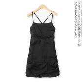 外贸女装 吊带裙夏季 新款 性感百搭显瘦镂空露背褶皱包臀短裙15366