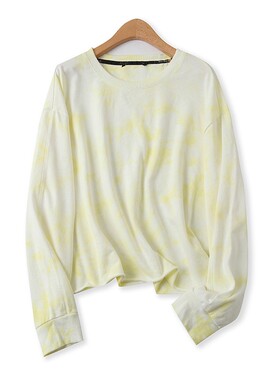 扎染卫衣春秋季新款外贸女装减龄休闲圆领显瘦长袖毛边上衣14868