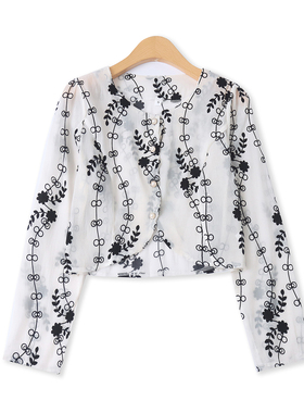 植绒衬衫夏新款外贸女装时尚百搭单排扣修身短款长袖薄上衣18359