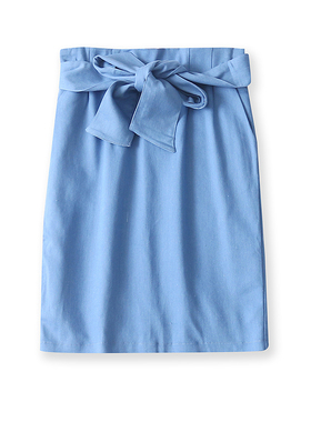 牛仔半身裙夏新款外贸女通勤百搭半松紧高腰显瘦系带一步裙10872