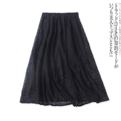 松紧高腰显瘦A字黑裙18020 百搭时尚 蕾丝半身长裙春夏新款 外贸女装