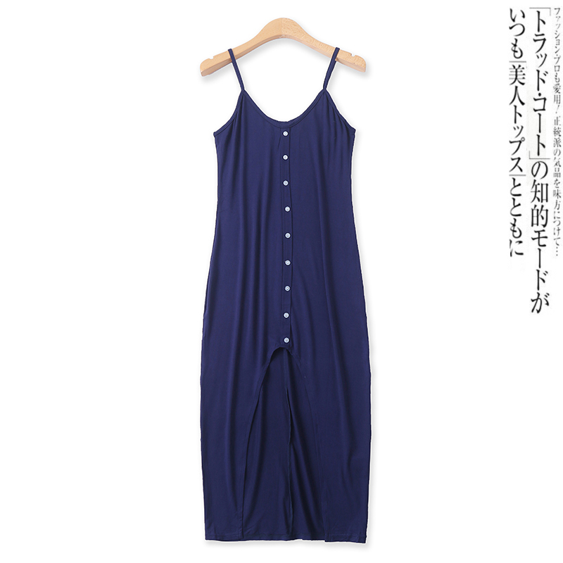 纯色时尚百搭吊带中长裙