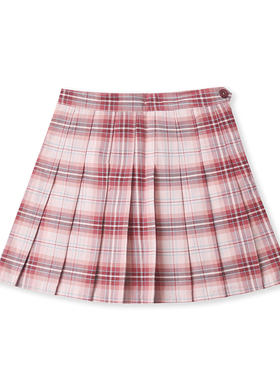 格子百褶裙春新款外贸女装百搭学院风侧拉链防走光半身短裙16296