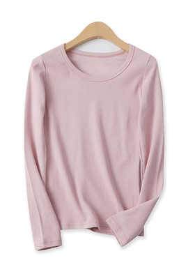 长袖T恤春季新款外贸女装百搭基础纯色圆领高弹力修身打底衫16223