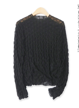 半透视打底衫春季新款外贸女装性感百搭弹力修身长袖套头T恤16540